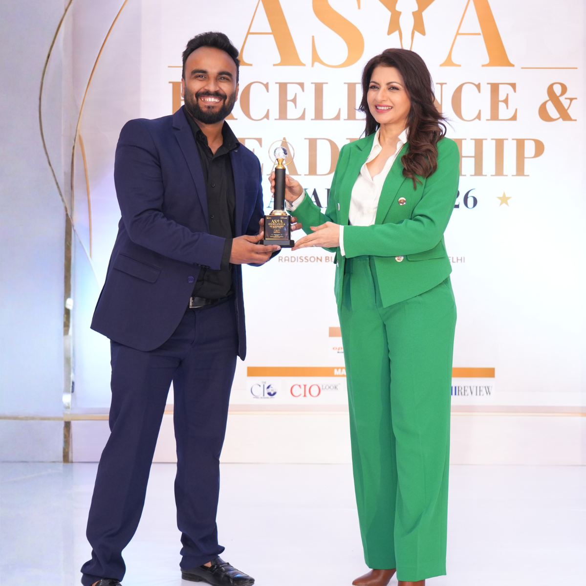 National AI Trainer Award — Asia Excellence & Leadership Awards 2026 Sachin Arora receiving the National AI Trainer award at the Asia Excellence & Leadership Awards 2026
